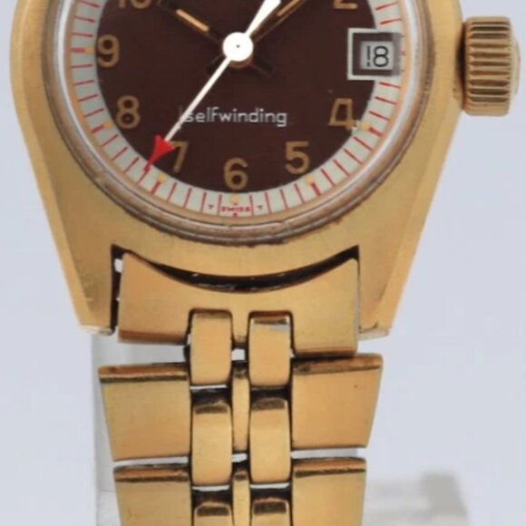 Vintage Hamilton 704003-4 Brown Date Ladies Automatic Wristwatch Swiss - Picture 3 of 8